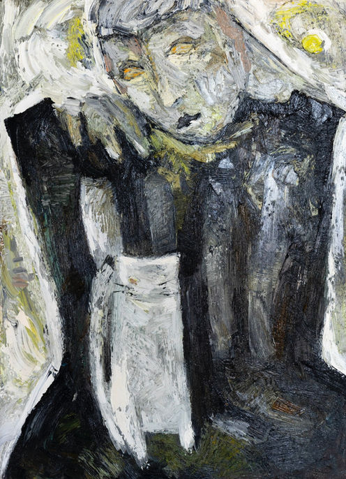 "Silence, Lialia on chair" by Doina Mindrean - oil on canvas, artist framed