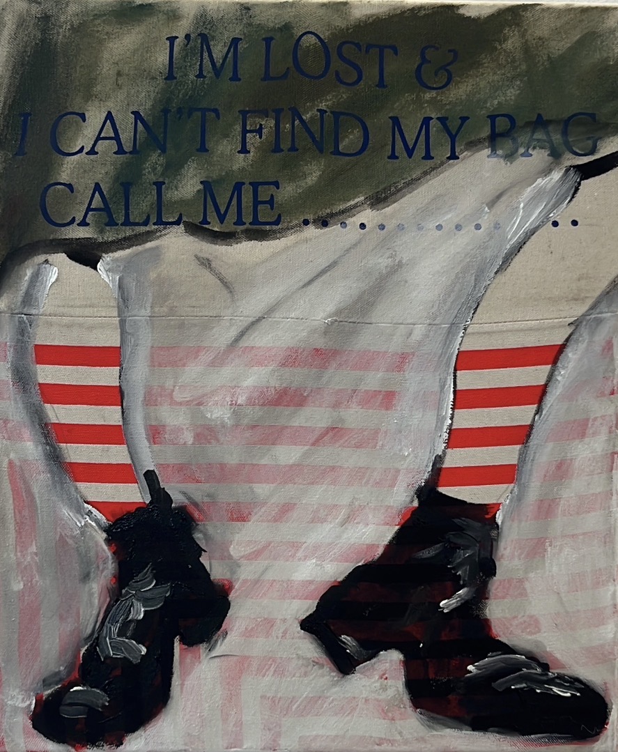 "Zakline" by artist - acrylic on linen bag